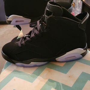 Jordan Black and Silver Athletic Shoes